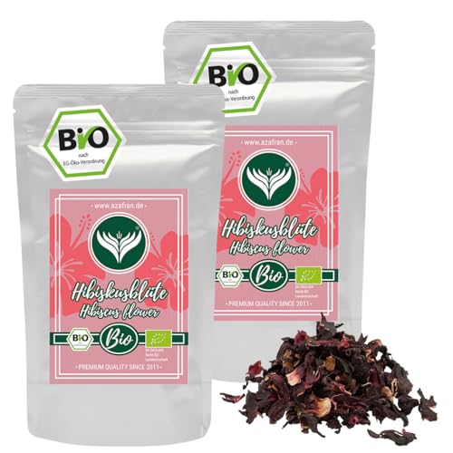 Azafran BIO Hibiskusblüten, Hibiskus ganz getrocknet, ideal als Hibiscus Tee 500g von Azafran