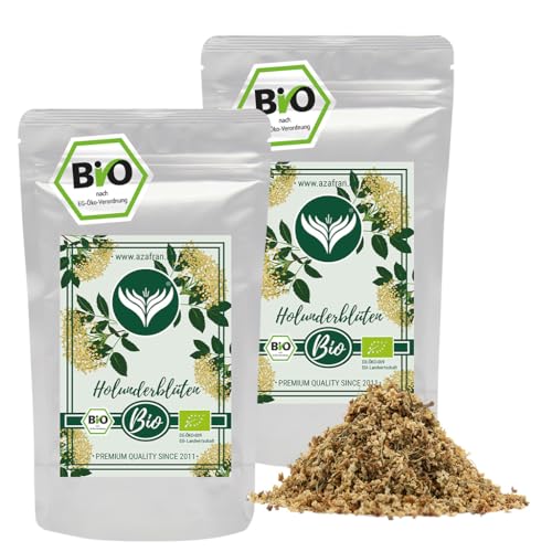 Azafran BIO Holunderblüten, Holunder Blüten gerebelt als Tee, Holunderblütentee 500g von Azafran