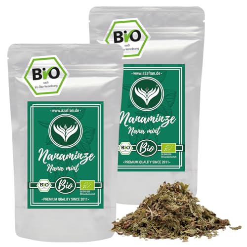 Azafran BIO Nana Minze Tee lose, Spearmint Minztee, krause Nanaminze 500g von Azafran