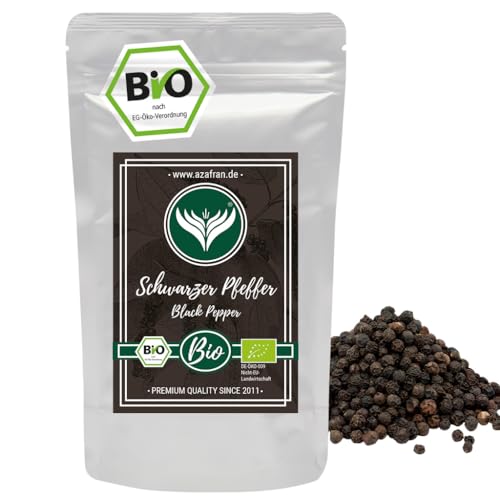 Azafran BIO Pfeffer (Pfefferkörner ganz) Pfeffermühlen geeignet schwarz 250g von Azafran