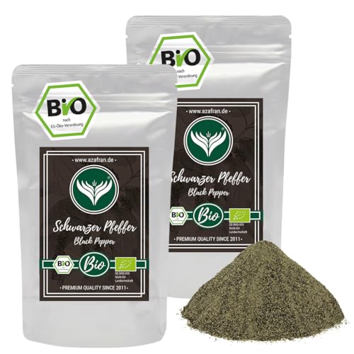 Azafran BIO Pfeffer (Pfefferkörner gemahlen) Pulver schwarz 1kg von Azafran