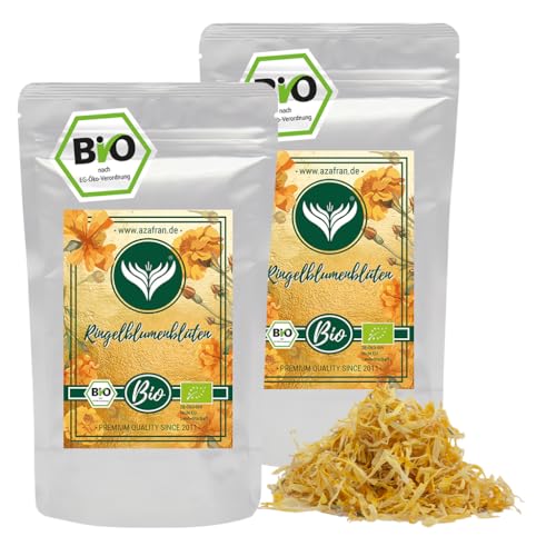 Azafran BIO Ringelblumenblüten Tee lose, getrocknete Calendula Blütenblätter, Ringelblumentee 500g von Azafran