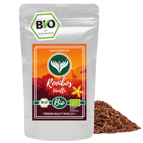 Azafran BIO Rooibos Vanille Tee lose - Rotbuschtee aromatisiert mit echten Vanillearoma 250g von Azafran