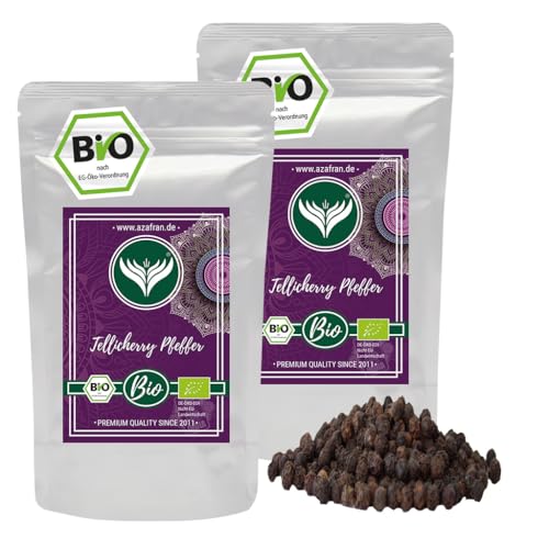 Azafran BIO Tellicherry Pfeffer ganz, Tellicherry Black Pepper, Malabar Pfeffer 500g von Azafran