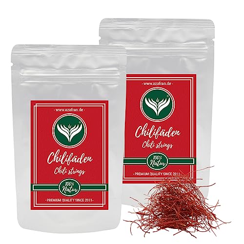 Azafran Chilifäden getrocknet, Chili Threads, Red Chili Strings, Angels Hair, Rote Chili in Fäden 200g von Azafran