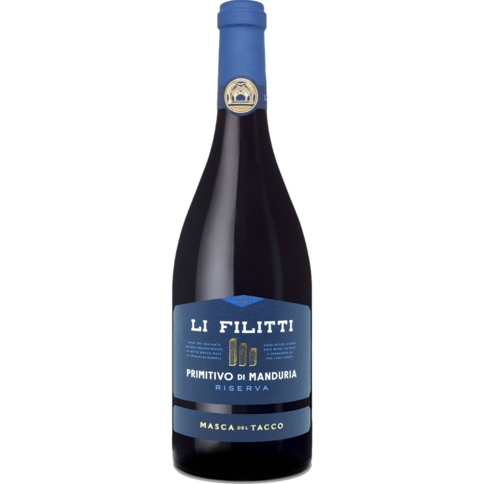 Li Filitti Riserva Primitivo di Manduria, Primitivo di Manduria DOC, Apulien, 2019, Rotwein von Azienda agricola Masca del Tacco, Via Tripoli 7, 72020 Erchie (Br), Italien