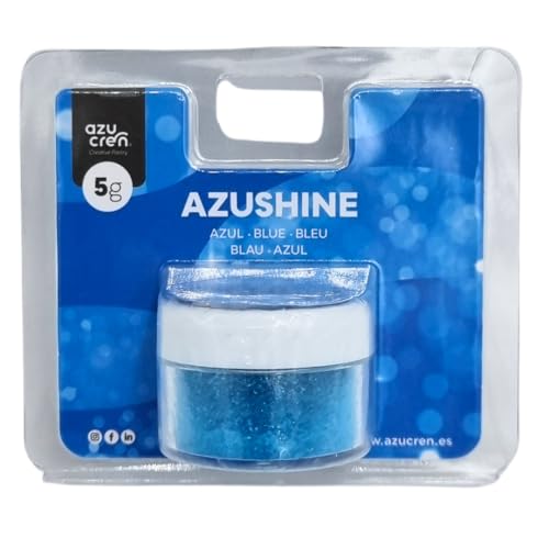 Azucren, Essbarer Glitter Blau AZUSHINE, Tortendekoration, Glitter für Getränke, Ideal zum Verzieren von Torten, Fondant, Buttercreme und Getränken, 5 Gramm von Azucren