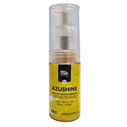 Azucren, Essbarer Glitzer Spray, Essbares Goldpulver für Gebäck, Essbarer Goldener Glitzer, Einfache Anwendung, Perfekt zum Dekorieren von Torten und Keksen, 10 Gramm. von Azucren