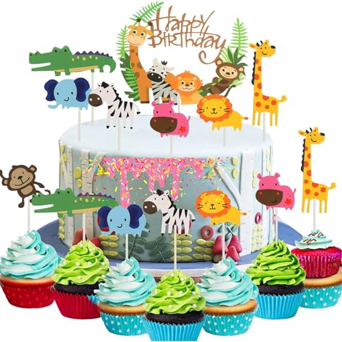 B-FUL Jungle Marine Farm Tier Kuchendekoration Cupcake Topper für Hochzeit, Babyparty, Kindergeburtstag von B-FUL