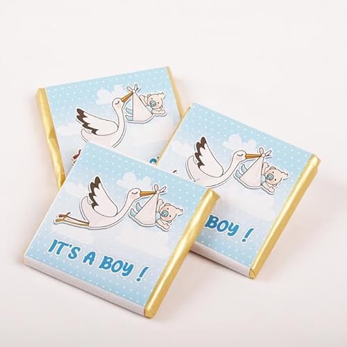 Set of 50 Cute Designs It's a Girl & Boy Chocolate, Baby Shower Favors (Boy - Stork Design) von BABY SHOWER CHOCOLATE