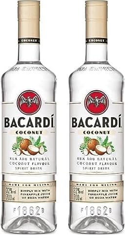 BACARDÍ Coconut, weißer Rum mit der Essenz echter Kokosnüsse, frischer Kokosgeschmack mit Röstaromen und buttrigen Noten, 32% Vol., 70 cl / 700 ml (Packung mit 2) von BACARDI