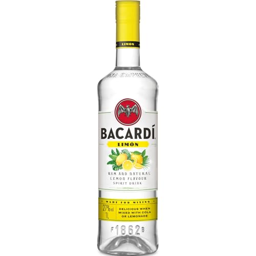 BACARDÍ Limón, 27% Vol., 100 cl / 1 L, weißer Rum mit Zitrone, Limette und Grapefruit, frischer Zitrusgeschmack von BACARDI