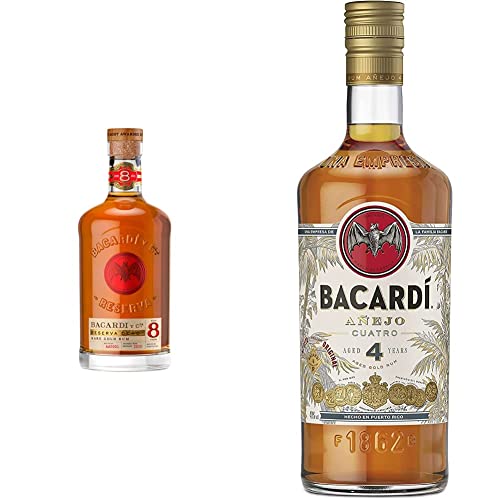 BACARDI RESERVA 8 ANOS Rum (1 x 0.7 l) & Anejo Cuatro Rum 4 Jahre 0,7 Liter 40% Vol von BACARDI