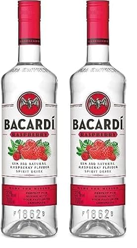 BACARDÍ Razz, weißer Rum mit spritzigem Himbeergeschmack, weiche Noten reifer Himbeeren und saftige, herbe Zitrusfrucht, 32% Vol., 70 cl / 700 ml (Packung mit 2) von BACARDI