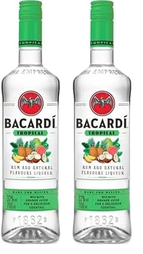 BACARDÍ Tropical, weißer Rum mit dem Geschmack tropischer Früchte, reife Ananas, cremige Kokosnuss, süße Guave, 32% Vol., 70 cl / 700 ml (Packung mit 2) von BACARDI