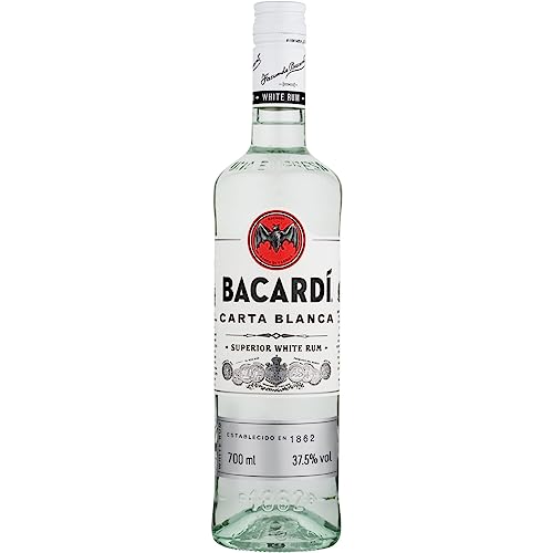 BACARDÍ Carta Blanca White Rum, 37,5% Vol., 70 cl/700 ml, der legendäre weiße Karibik-Rum aus dem Hause BACARDÍ, perfekt für Cocktails von BACARDI