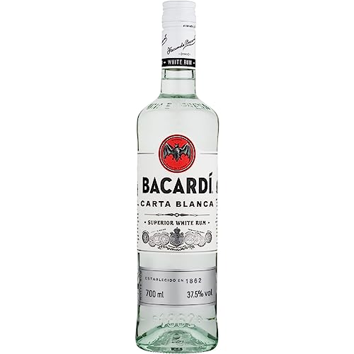 BACARDÍ Carta Blanca White Rum, der legendäre weiße Karibik-Rum aus dem Hause BACARDÍ, perfekt für Cocktails, 37,5% Vol., 70 cl/700 ml von BACARDI