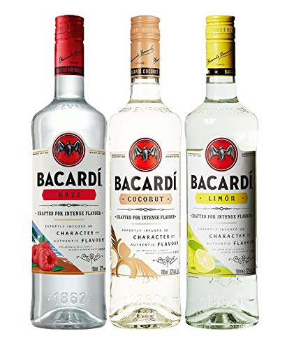 Bacardi Rum Probier-Paket Flavoured Coconut + Limón + Razz (3x 0,7L) von BACARDI