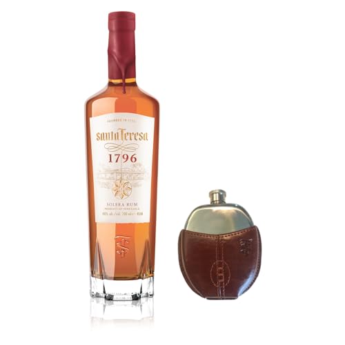 SANTA TERESA 1796 Solera Rum Venezuela 0,7l + Flachmann Rugby Ball 0,95ml von BACARDI