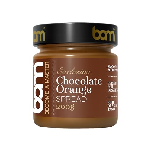 BAM Aufstriche, ohne Palmöl, Paste für Desserts, glatt und cremig, 200 Gramm (Kakao-Orange) von BAM