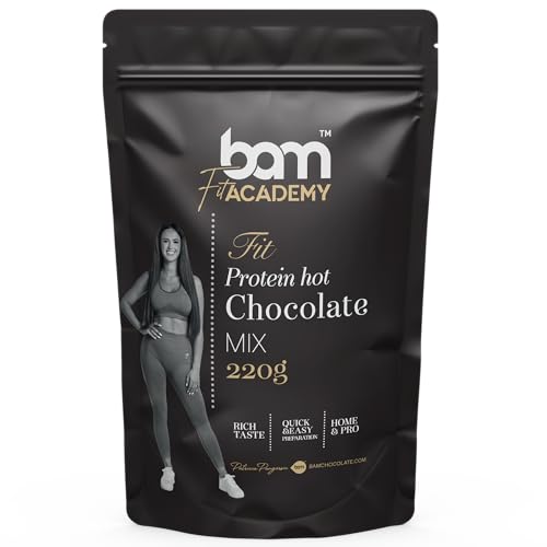 BAM Heiße Protein-Schokolade, Heiße Protein-Schokoladen-Getränkemischung, 220 g, 7 Portionen von BAM