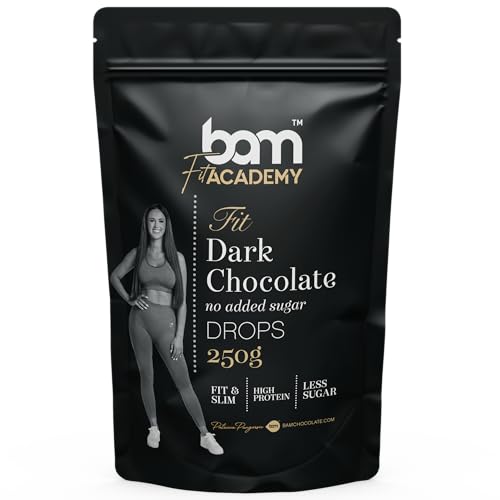 BAM Premium Dark Chocolate Drops, Callets, Chips zum Schmelzen, Backen für Zuhause und Profi (250 g (ohne Zuckerzusatz)) von BAM