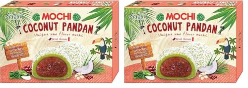 BAMBOO HOUSE Mochi Kokosnuss Pandan, Rote Bohne - 1 x 180 g (Packung mit 2) von BAMBOO HOUSE