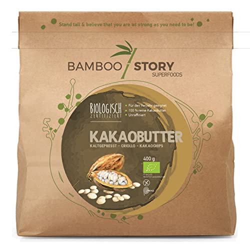 Bio | BAMBOO STORY | Kakaobutter | Kaltgepresst | Kakaochips | Criollo | 400g | 100% Reine von BAMBOO STORY