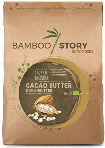 Bio | BAMBOO STORY | Kakaobutter | Kaltgepresst | Kakaochips | Criollo | 900g | 100 % Reine von BAMBOO STORY