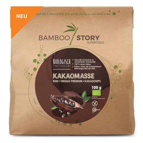 NEU| Roh | BAMBOO STORY | Kakaomasse | Kakaochips | Criollo | Peruanishes | Bio | 100g von BAMBOO STORY