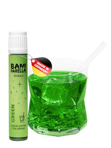 Bam!Parella Flüssiger Essbarer Glitzer für Getränke | 10 Farben wählbar | Weltneuheit 2024 | Geschmacksneutral | Perfekt für deine Party | Glitzer Getränke, Cocktail Glitzer (Green Sparkle) von BAMPARELLA