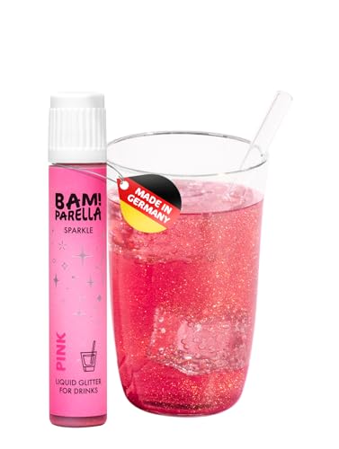 Bam!Parella Flüssiger Essbarer Glitzer für Getränke | 10 Farben wählbar | Weltneuheit 2024 | Geschmacksneutral | Perfekt für deine Party | Glitzer Getränke, Cocktail Glitzer (Pink Sparkle) von BAMPARELLA