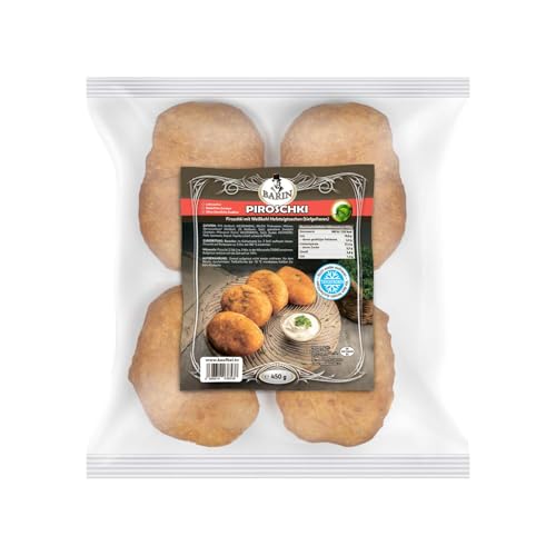 BARIN Piroschki mit Weißkohl Füllung, 450g Tiefgefroren, 4 Stück pro Packung, Vegetarische Hefeteigtaschen mit Möhren, Ideal für Snacks, Hauptgerichte oder Beilagen, Einfach Zuzubereiten von BARIN