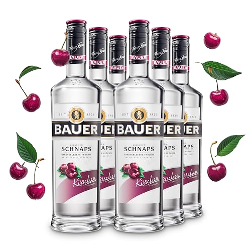 Bauer Kirschschnaps - Der fruchtige Klassiker für besondere Genussmomente - Obstbrände aus Österreich seit 1920 - Kirschen Schnaps Geschenk Idee (6 x 0,7L) von BAUER Schnaps DESTILLERIE FRANZ BAUER GRAZ