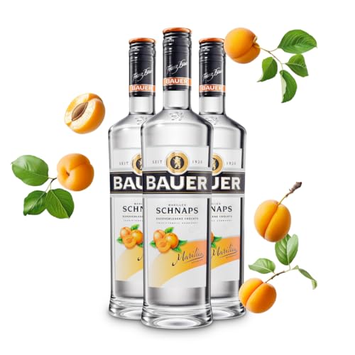 Bauer Marillenschnaps - Der Geschmack des Sommers in seiner schönsten Form - Obstbrände aus Österreich seit 1920 - Marillenbrand Geschenk Idee (3 x 0,7L) von BAUER Schnaps DESTILLERIE FRANZ BAUER GRAZ