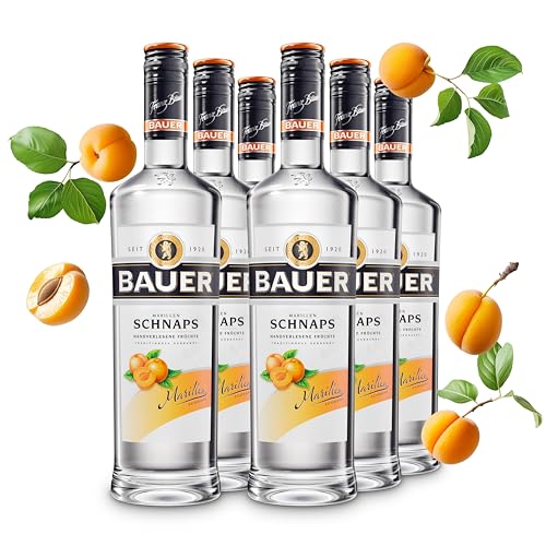 Bauer Marillenschnaps - Der Geschmack des Sommers in seiner schönsten Form - Obstbrände aus Österreich seit 1920 - Marillenbrand Geschenk Idee (6 x 0,7L) von BAUER Schnaps DESTILLERIE FRANZ BAUER GRAZ