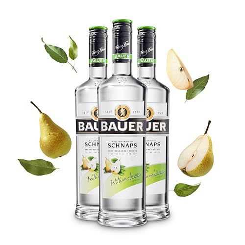 Bauer Williams Birne Schnaps - Der goldene Klassiker für echte Kenner - Obstbrände aus Österreich seit 1920 - Williams Christ Birnenbrand Geschenk Idee (3 x 0,7L) von BAUER Schnaps DESTILLERIE FRANZ BAUER GRAZ