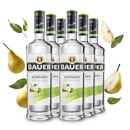 Bauer Williams Birne Schnaps - Der goldene Klassiker für echte Kenner - Obstbrände aus Österreich seit 1920 - Williams Christ Birnenbrand Geschenk Idee (6 x 0,7L) von BAUER Schnaps DESTILLERIE FRANZ BAUER GRAZ