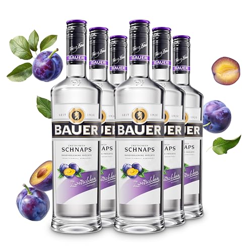 Bauer Zwetschkenschnaps - Der fruchtige Klassiker für besondere Genussmomente - Obstbrände aus Österreich seit 1920 - Zwetschgen Schnaps Geschenk Idee (6 x 0,7L) von BAUER Schnaps DESTILLERIE FRANZ BAUER GRAZ