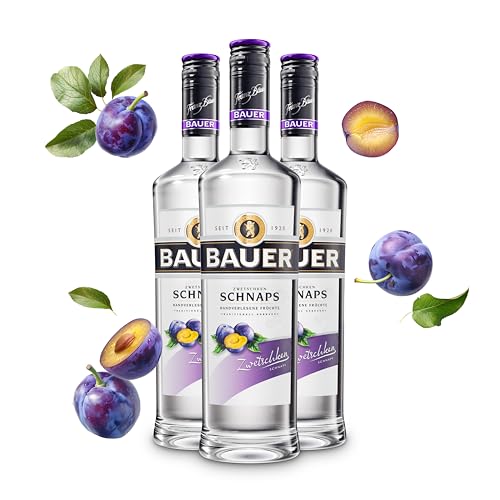 Bauer Zwetschkenschnaps - Der fruchtige Klassiker für besondere Genussmomente - Obstbrände aus Österreich seit 1920 - Zwetschken Schnaps Geschenk Idee (3 x 0,7L) von BAUER Schnaps DESTILLERIE FRANZ BAUER GRAZ