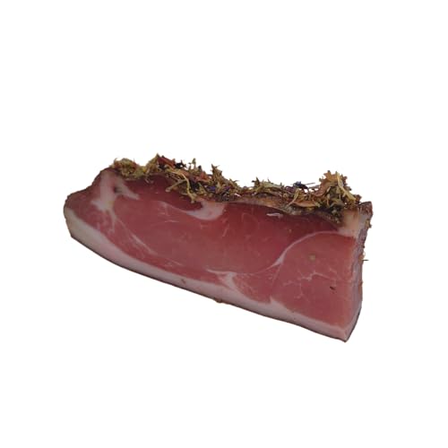 BAVAREGOLA Speck aus Südtirol "Bergblumenspeck" 200g Stück, 6 Monate gereift - Original Südtiroler Speck Spezialität - Schinkenspeck geräuchert & luftgetrocknet von BAVAREGOLA