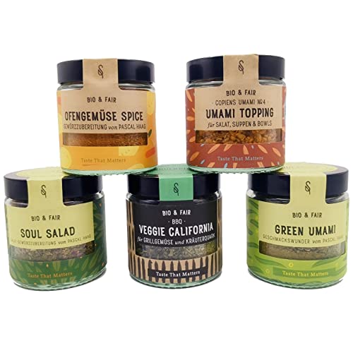 Bio Salat und Gemüse Gewürze Set - 5 SoulSpice Bio Gewürzmischungen für maximale Geschmacksvielfalt - Salatkräuter für vegetarische und vegane Gerichte aus 100% natürlichen Zutaten von BAVAREGOLA