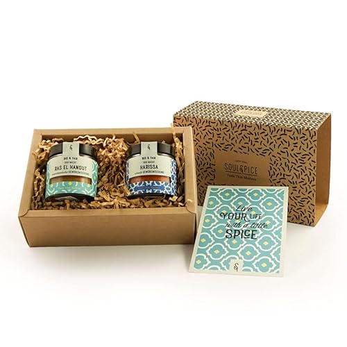 Soulspice Bio Orientalische Gewürze - 2 Afrika Gewürzmischungen - Bio Gewürze Set mit Harissa & Ras El Hanout - Gewürz Geschenk von BAVAREGOLA