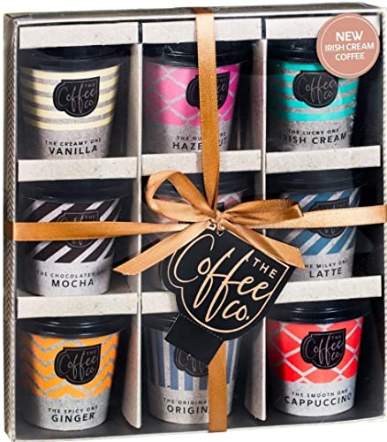 Coffee Gifts – Instant Coffee Hamper | 9 x Geschmacksrichtungen Mini-Reisebecher | Latte, Mokka - Weihnachtsgeschenke für Männer und Frauen | Getränkegeschenk für Kaffeeliebhaber Geschenkanhänger von BAYTRADE