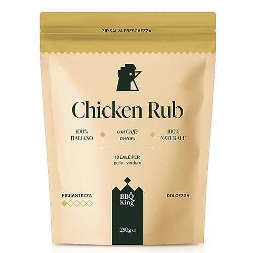 BBQ KING - Chicken Rub Pack à 250 Gr, Dry Rub Bbq für Geflügel Ideal für Barbecue und Grill, Cucina 100% Made in Italy Set Gewürze, Mix aus Schweizer Fleisch (Poulet, Truten, Anatra) von BBQ KING SPICES ARE ALWAYS THE SECRET