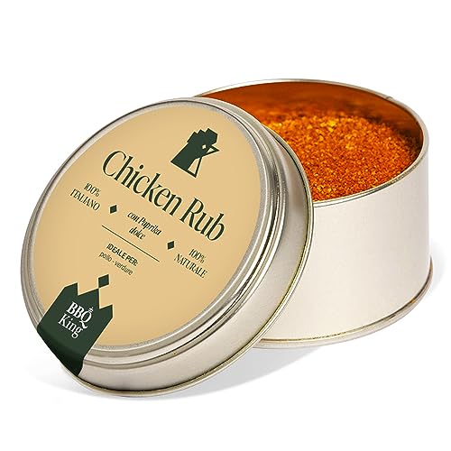 BBQ KING - Chicken Rub Pack à 70 Gr, Dry Rub Bbq für Geflügel Ideal für Barbecue und Grill, Set Cucina Gewürze 100% Made in Italy, Mischung aus Fleisch Weiss (Poulet, Truten, Anatra) von BBQ KING SPICES ARE ALWAYS THE SECRET