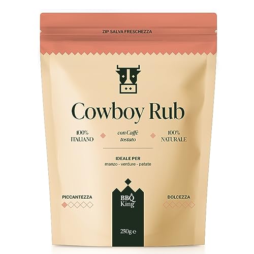 BBQ KING - Cow Boy Rub Pack à 250 Gr, Dry Rub Bbq für Steaks Ideal für Barbecue und Grill, Cucina 100% Gewürz Set Made in Italy, Gewürzmischung für Steaks, Hamburger oder Braten von BBQ KING SPICES ARE ALWAYS THE SECRET