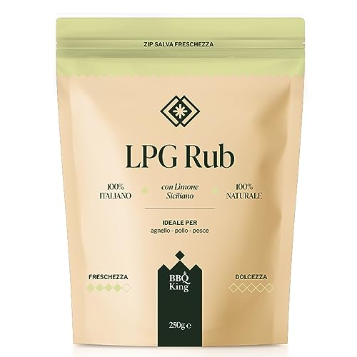 BBQ KING - L.P.G. Rub Pack 250 Gr, Lemon Pepper Garlic Dry Rub Bbq Ideal für Barbecue und Grill, Cucina Gewürzset 100% Made in Italy, Gewürzmischung Basis Zitrone, Pfeffer und Knoblauch von BBQ KING SPICES ARE ALWAYS THE SECRET