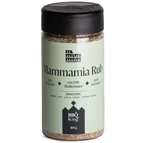 BBQ KING - Mamma Mia Rub 160 Gr Packung, Dry Rub Bbq Ideal für Barbecue, Küchengewürzset 100% Made in Italy, Gewürzmischung auf Kräuterbasis, Geboren für Schweinefleisch, Großartig auf Hühnchen von BBQ KING SPICES ARE ALWAYS THE SECRET