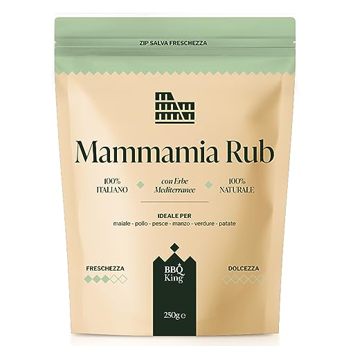 BBQ KING - Mia Rub Mama Pack 250 Gr, Dry Rub Bbq Ideal für Barbecue und Grill, Cucina Gewürzset 100% Made in Italy, Kräuter Gewürzmischung, Nato für Schwein, Super für Poulet von BBQ KING SPICES ARE ALWAYS THE SECRET